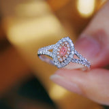 Luxury Marquise Double Halo Sterling Silver Ring