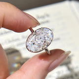 Luxury Design 6.0CT Oval Cut Sterling Silver Engagement Ring