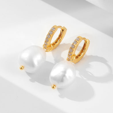 Irregular Baroque Natural Pearl Drop Earrings