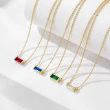 Simple design 925 Sterling Silver birth stone necklace