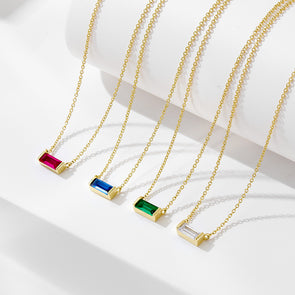 Simple design 925 Sterling Silver birth stone necklace