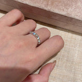 D Color Moissanite Half Eternity Band Ring in Sterling Silver