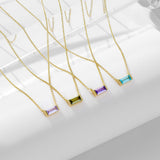 Simple design 925 Sterling Silver birth stone necklace