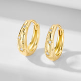 Star Design Wide Huggie Hoop Earrings in Sterling Silver