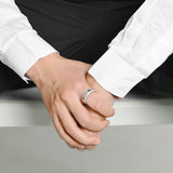 Men's Double Row Sparkling Band Ring in Gold Tone