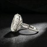Luxury Design 6.0CT Oval Cut Sterling Silver Engagement Ring