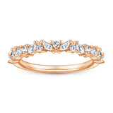 Flower Design Half Eternity Wedding Band in Sterling Silver