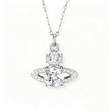 Saturn Design 1ct Moissanite Pendant Necklace in Sterling Silver