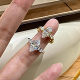 Marquise Cut Two Tone Sterling Silver Engagement Ring