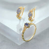 Vintage Natural Cordierite 14K Gold Plated Ring