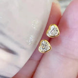 Heart Cut Bubble Design Stud Earrings in Sterling Silver