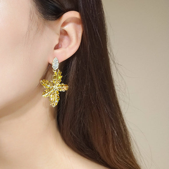 Maple Leaf Design Drop Earrings