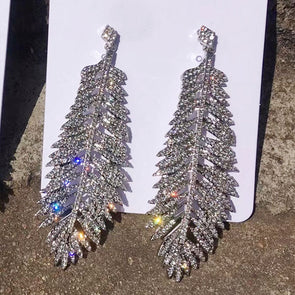 Stunning Paved Feather Earrings