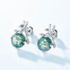 Olive Branch Green Moss Agate Stud Earrings