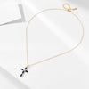 Luxury Blue Cross Design Sterling Silver Necklace