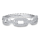 Moissanite Interlocking Link Band Ring in Sterling Silver