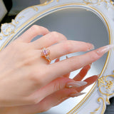 Marquise Cut Pink Simulated Diamond Sterling Silver Ring with Paved Setting