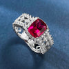 Sparkling Ruby Gemstone Sterling Silver Band Ring in Vintage Style