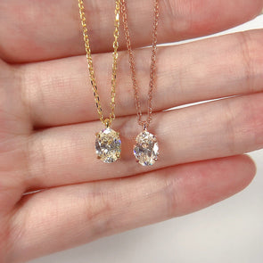 Gorgeous 1.5ct Oval Cut Sterling Silver Necklace