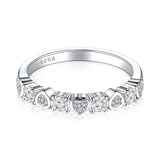 Unique Heart Round Cut Half Eterniry Silver Band