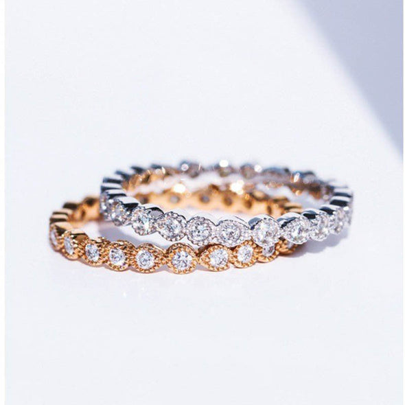 Round Cut Eternity Sterling Silver Ring Band