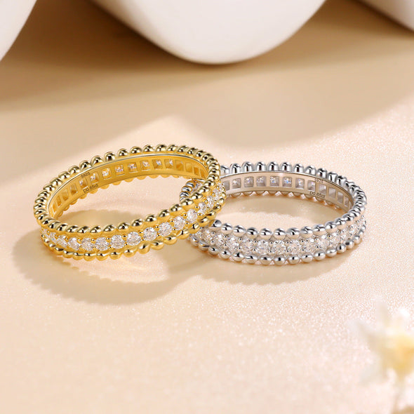Round Cut Paved Moissanite 18k Gold Plated Band