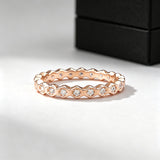Three-Tone Hexagon Eternity Band in Sterling Silver
