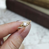 Vintage Flower Design Moissanite Engagement Ring