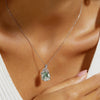 Snake Coiled Natural Green Moss Agate Pendant Necklace