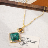 Vintage Malachite Pendant Necklace