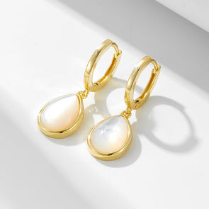 Pear Shape Design Natural Shell Hoop Earrings