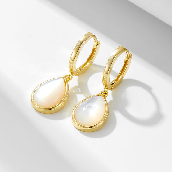 Pear Shape Design Natural Shell Hoop Earrings
