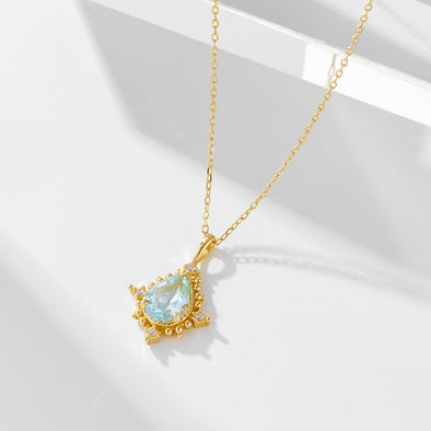 Luxury Pear Shape Topaz Pendant Neckalce