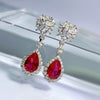 Luxury Ruby Stone Sterling Silver Drop Earrings