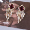 Vintage Red Drop Earrings With Fringe