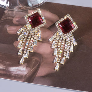 Vintage Red Drop Earrings With Fringe