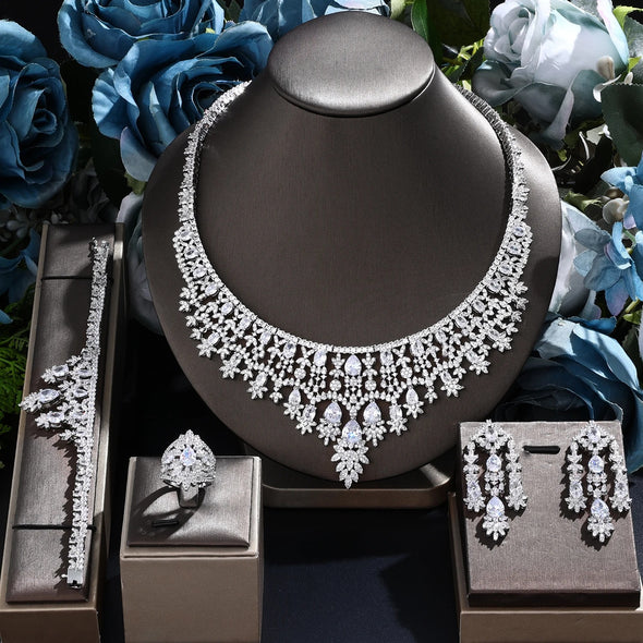 Elegant and Luxurious 4 Pcs Bridal Jewelry Set
