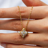 Lucky Four-Leaf Clover 925 Sterling Silver Moissanite Necklace