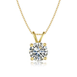 Classic 925 Sterling Silver Four-Prong Pendant Moissanite Necklace