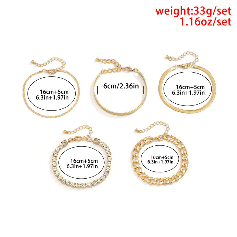INS 5PC Stackable Chain Bracelet Set