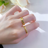 S925 Sterling Silver Minimalist Crystal Texture Couple Ring