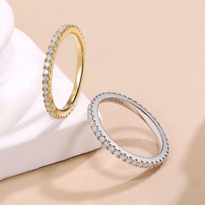 Simple D Color Moissanite Paved Ring Band
