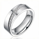 Classic Pure Titanium Couple Ring with Geometric Design