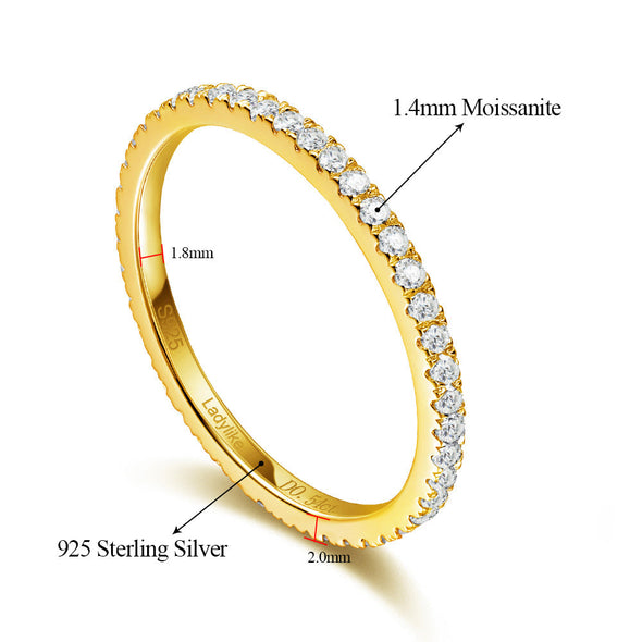 Simple D Color Moissanite Paved Ring Band