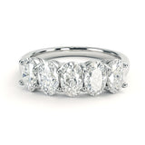 2.5ct Oval Cut Moissanite Eternity Wedding Band in Sterling Silver
