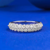 Half eternity Double Row Gemstone Sterling Silver Wedding Band