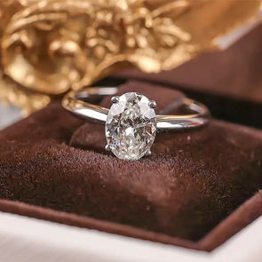 Classic Oval Cut Moissanite Sterling Silver Ring