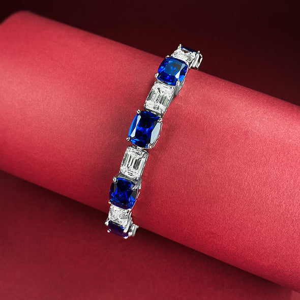 luxurious Royal Blue Tennis Bracelet in Sterling Silver