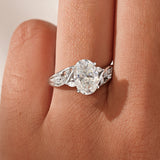 Vintage Moissanite Floral Engraved Engagement Ring in Sterling Silver