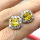 2ct Asscher Cut Stud Earrings in Sterling Silver